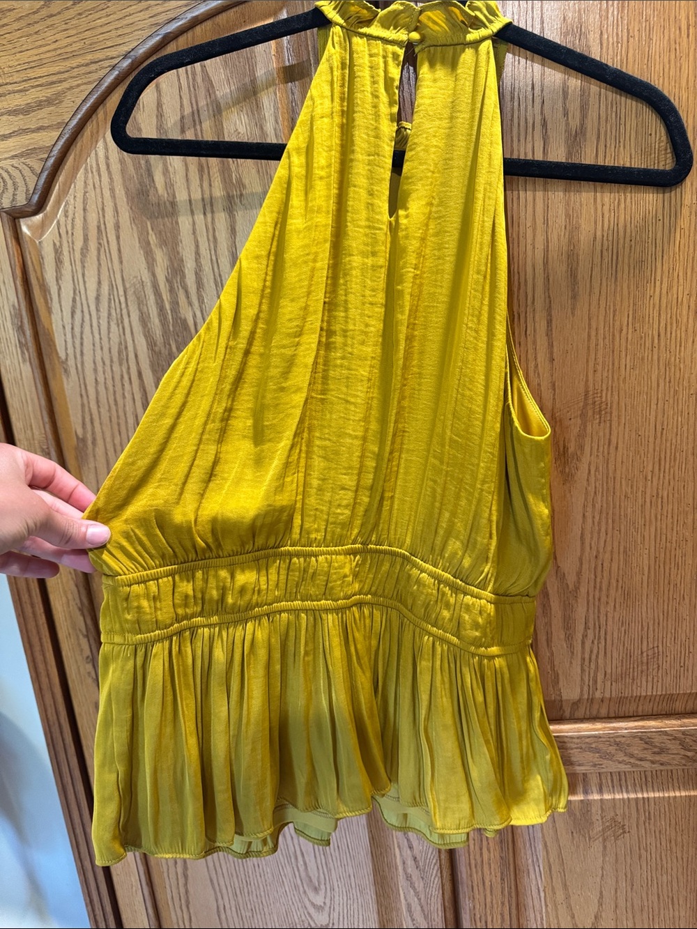 Nine West Mustard Ruffle Halter Tank - Picture 4 of 4